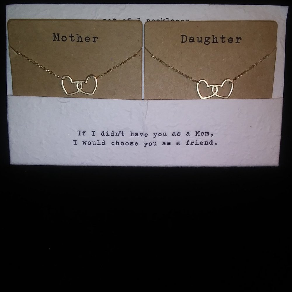 Gold Tone Mother Daughter Matching Necklaces